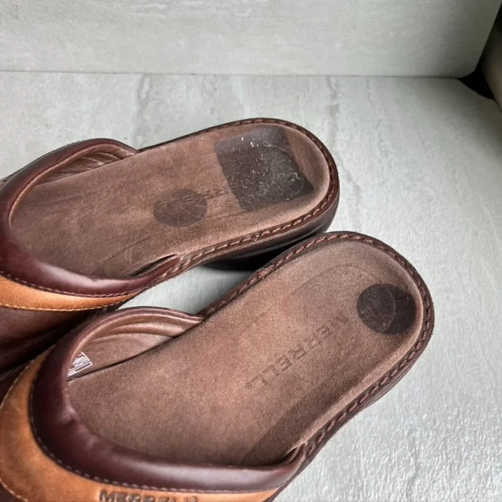 ** Merrell tetra trance sandals brown leather slides Size EU 37 US 6